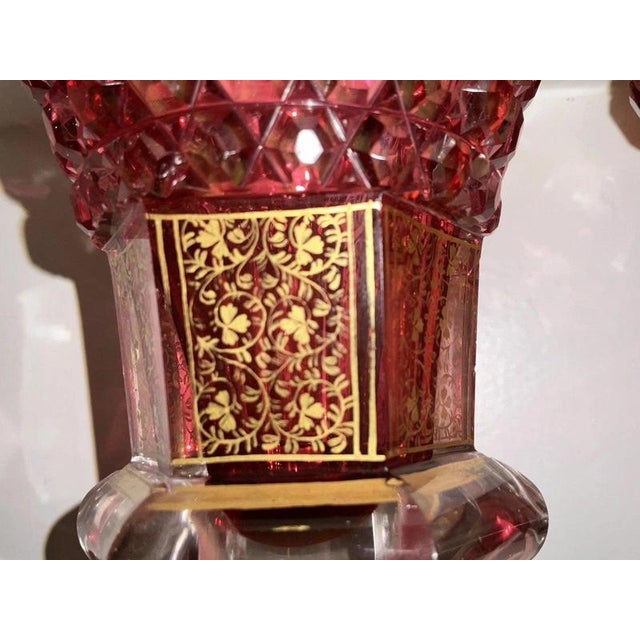 Bohemian Ruby Cut-to-Clear Gilt Glass Goblets from Moser, 1840, Set of 2 For Sale - Image 16 of 18
