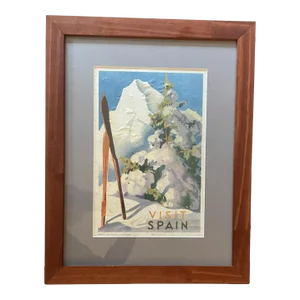 Vintage Ski Poster - 1930's Visit Spain Ski Travel Poster