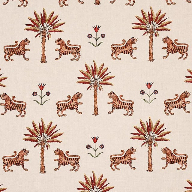 Sample - Schumacher Tiger Palm Fabric in Cocoa For Sale