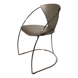 Chrome and Leather Dining Chair from Arrben, Italy For Sale