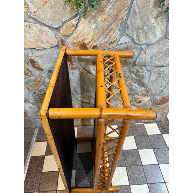 Vintage Bamboo Coffee Table With Formica Top and Wood Shelf For Sale - Image 6 of 7