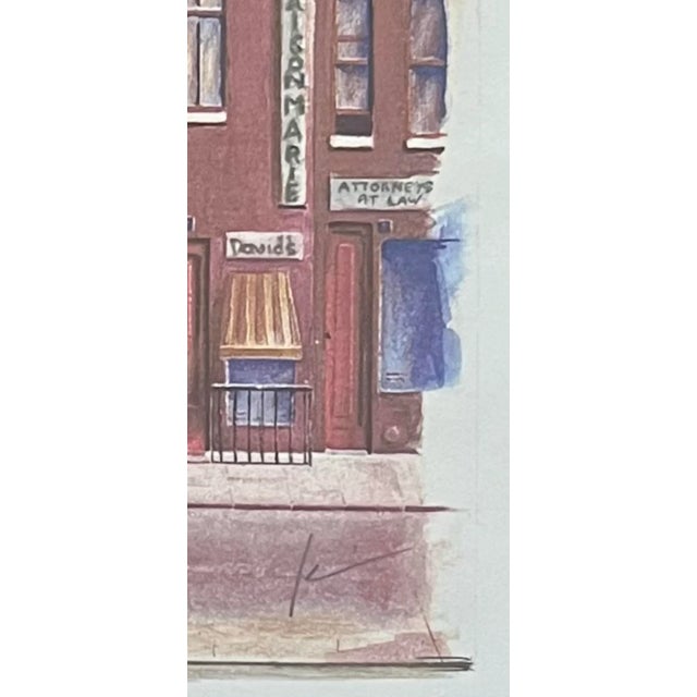 American Cityscape Street Scene Illustration of Vintage Buildings For Sale - Image 3 of 7