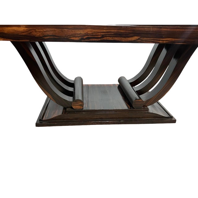 Art Deco French Art Deco Macassar Ebony Wood Extension Dining / Center Table, Circa 1920s For Sale - Image 3 of 7
