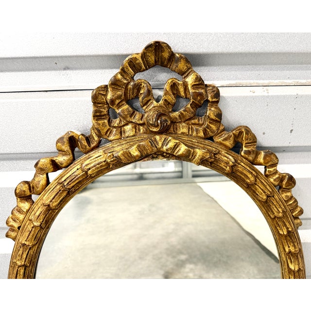 Chelsea House Inc Late 20th Century Chelsea House French Louis XVI Style Neoclassical Giltwood Oval Wall Mirror For Sale - Image 4 of 7