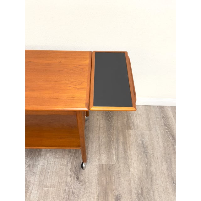 Brown Mid Century Modern Danish Expandable Serving Cart For Sale - Image 8 of 13