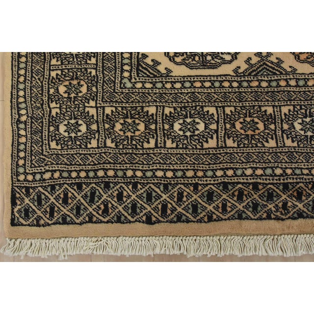 Bokhara Rug 5’2” X 8′ Beige Wool Tribal Hand-Knotted Oriental Carpet For Sale - Image 9 of 12