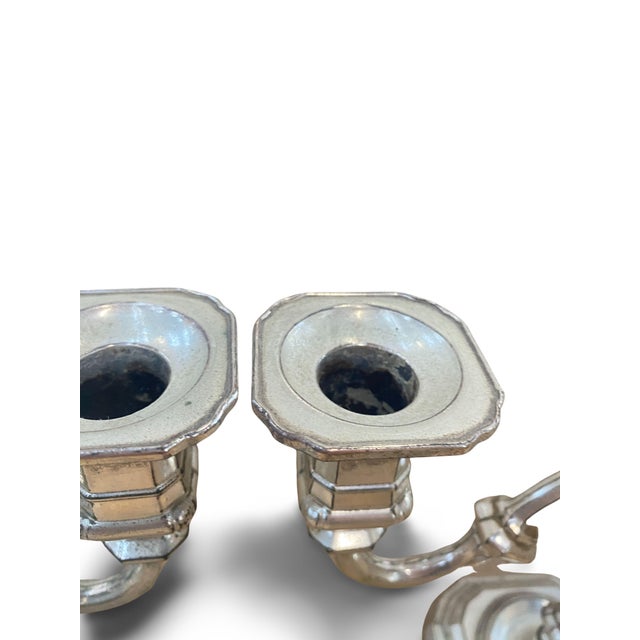 Vintage German Silver-Plated Metal Candleholders, 1960, Set of 2 For Sale - Image 12 of 17