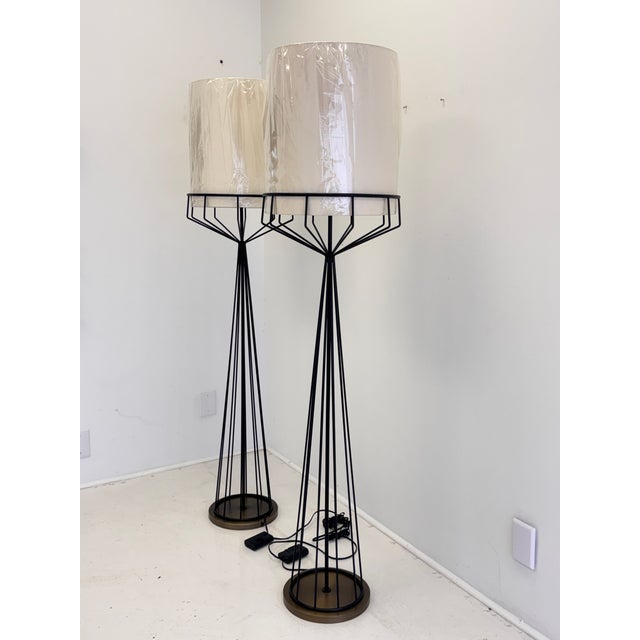 Mid-Century Modern Pair of Tony Paul Designed Floor Lamps, Hb Architectural Lighting, 1990s For Sale - Image 3 of 15