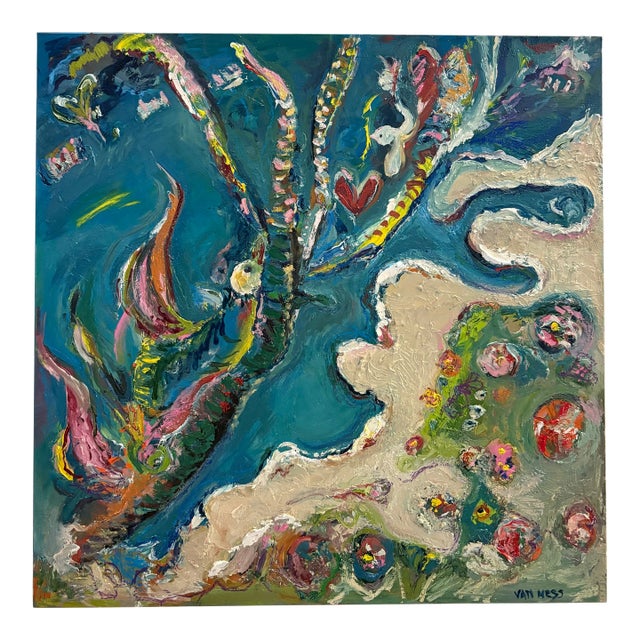 Aerial, Seascape, Original Oil Painting, Ocean Abstract Art For Sale
