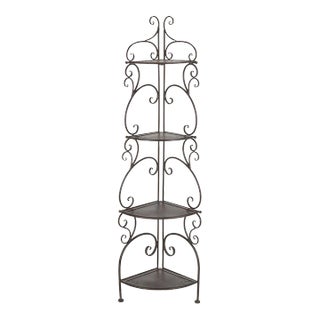 Turuca 4 Tier Corner Shelf - Rustic Brown For Sale