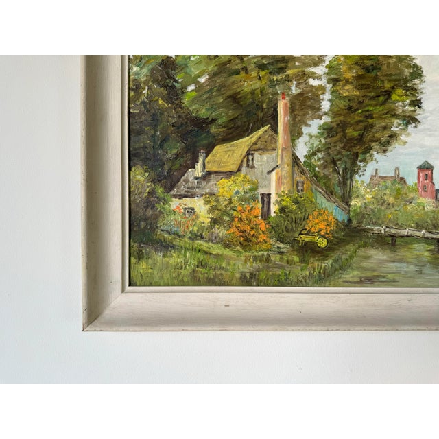 1970's Vintage Countryside Cottage Landscape Oil Painting, Framed For Sale In Miami - Image 6 of 11