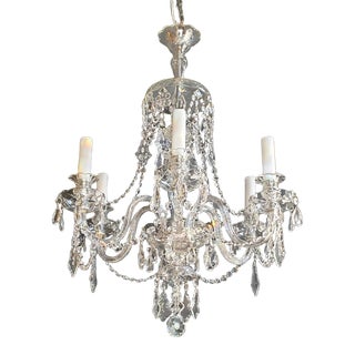 1940s Crysatal Bohemian Glass Candelabrum Brass Bronze Chandelier For Sale