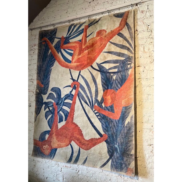 1 of 11 Decorative “Antiqued” French Wallpaper Panels of Monkeys, 'Limited Edition' For Sale - Image 4 of 10