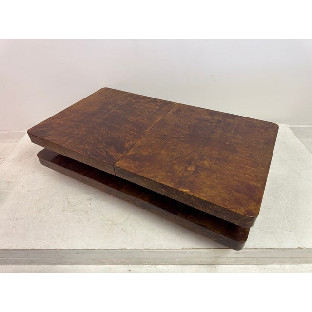 Lacquered Goatskin Sliding Coffee Table, Italy, 1970s For Sale - Image 15 of 18