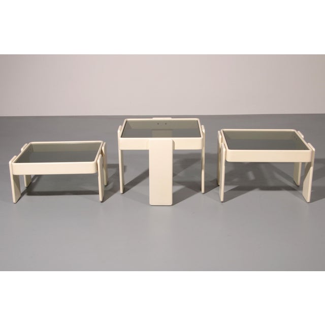 Off-White Lacquered Stacking Tables by Gianfranco Frattini for Cassina, 1970, Set of 3 For Sale - Image 14 of 15
