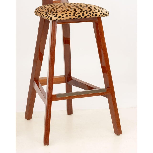 Mid 20th Century Mid-Century Modern Leopard Print Upholstered Stools, 4 For Sale - Image 5 of 6