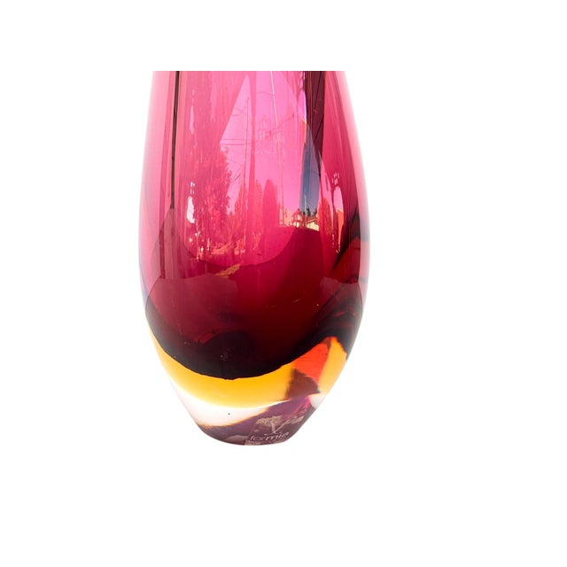 Mid-Century Modern Vintage Murano Sommerso Formia Art Glass Vase — Cranberry For Sale - Image 3 of 6