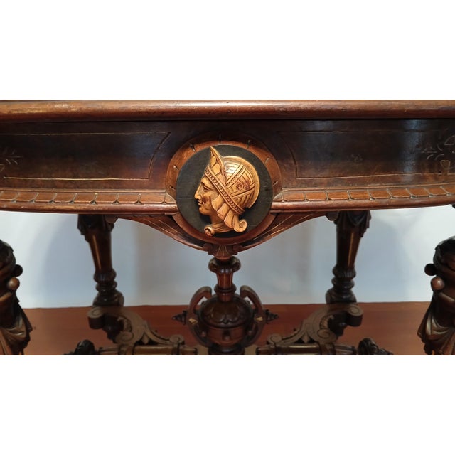 Wood Victorian Walnut and Marble Parlor Table For Sale - Image 7 of 12