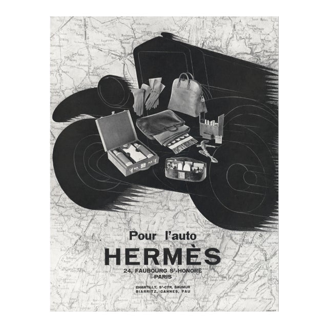 1928 Art Deco French Hermes Car Travel Advertisement Print For Sale