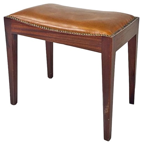 Modern Italian Pouf in Leather and Wood with Studs, 1960s