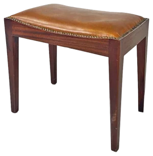 Modern Italian Pouf in Leather and Wood with Studs, 1960s