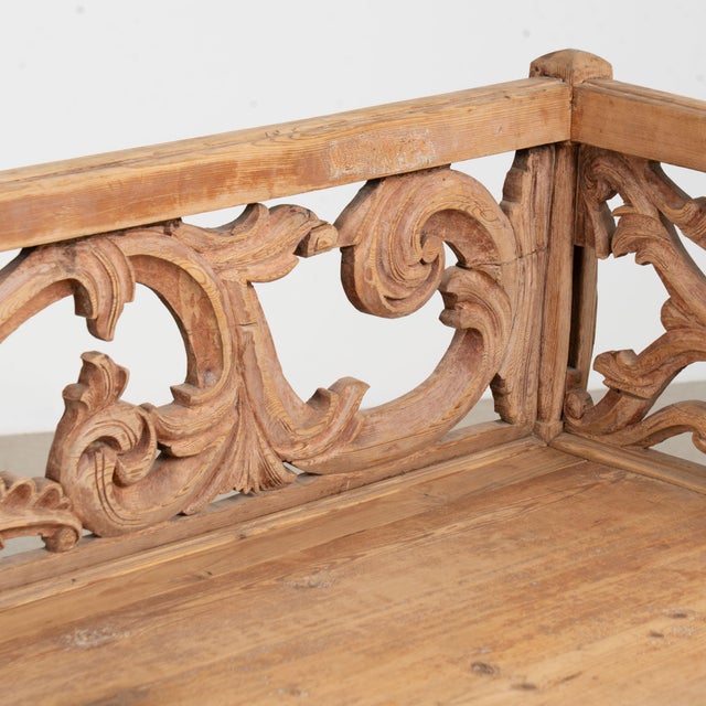 1868 Swedish Carved Pine Storage Bench With Heart Detail For Sale - Image 11 of 15