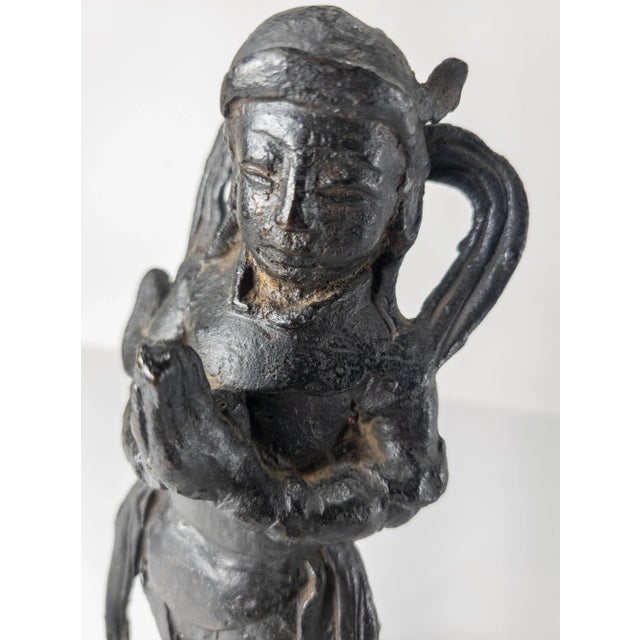 Early Chinese Tang or Wei Style Bronze Standing Figure For Sale - Image 9 of 12