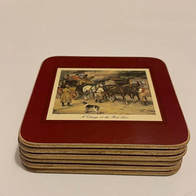 Illustration Vintage Coaching Scenes Coasters- Set of 6 For Sale - Image 3 of 7