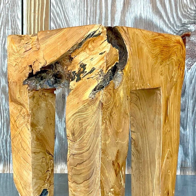 Vintage Organic Modern Sculptural Burl Wood Drinks Table For Sale - Image 13 of 13