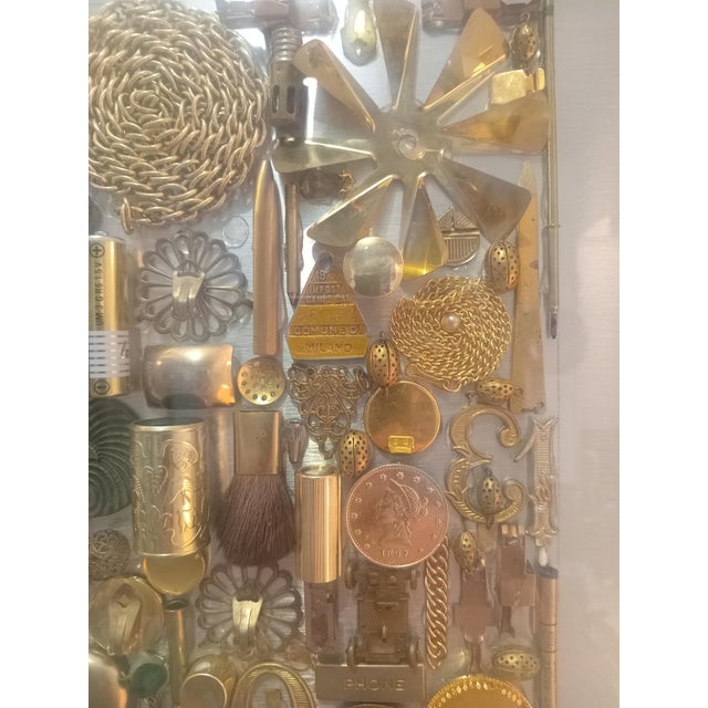 Gold Daniele Usinelli, Multi-Material Painting No. 15, 1980, Mixed Media For Sale - Image 8 of 10