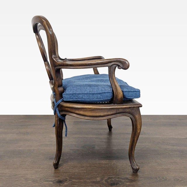 Traditional Vintage Wood Dining Chair With Cane Seat For Sale - Image 3 of 14
