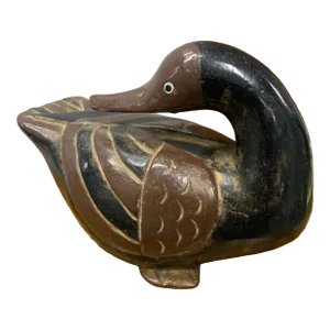 19th Century Carved & Lacquered Wooden Korean Duck Figure