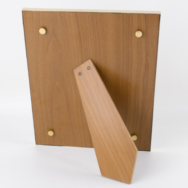 Montagnani Gilded Brass and Faux-Horn Lucite Inlaid Picture Frame For Sale - Image 4 of 9