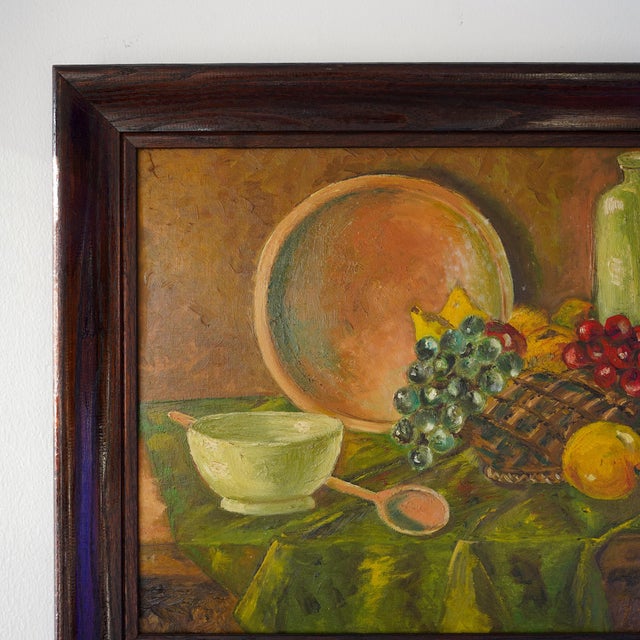 20th Century Vintage Primitive Still Life – Oil on Board For Sale - Image 4 of 13