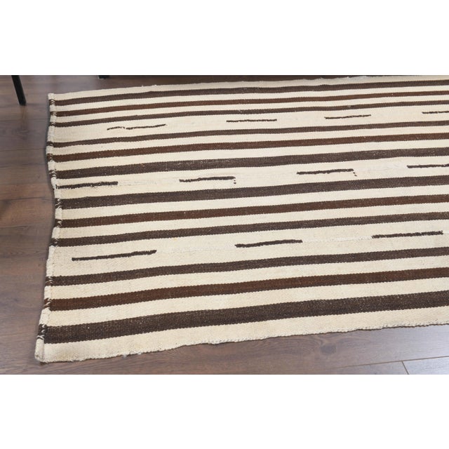 Beige Vintage Turkish Hand-Knotted Wool Cotton Beige Kilim Area Rug For Sale - Image 8 of 11