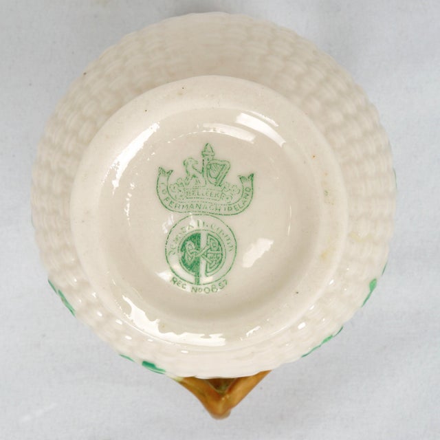 Belleek Shamrock Basketweave Irish Tea Serving Set 6th Green Mark For Sale - Image 18 of 18