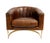Truly a trendsetting piece this barrel chair is truly breathtaking. Upholstered in top grain leather in a vintage cigar...