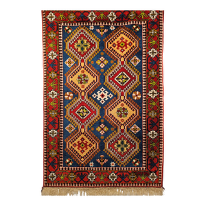 Vintage Persian Yalameh Area Rug, Hand-Knotted Wool, Allover Geometric Design