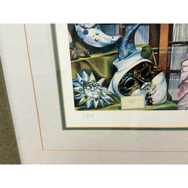 Gray Circa 1992 Karen Salee Venetian Masks Lithograph Edition 2/850 For Sale - Image 8 of 12