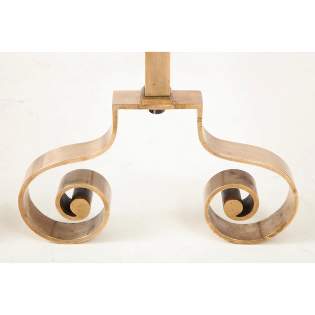 Metal 1940s Rose Brass Large Andirons - A Pair For Sale - Image 7 of 13