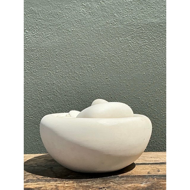 Vintage Matte Glazed Ceramic Tabletop Pebble Fountain For Sale - Image 9 of 12