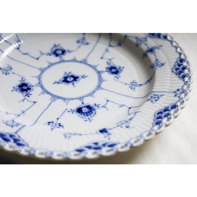 1920s Royal Copenhagen Blue Fluted Full Lace Dinner Plate No 1084 For Sale - Image 11 of 13