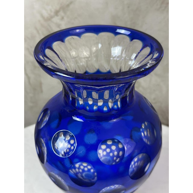 Vintage Crystal Blue Vase, 1950s For Sale - Image 6 of 12