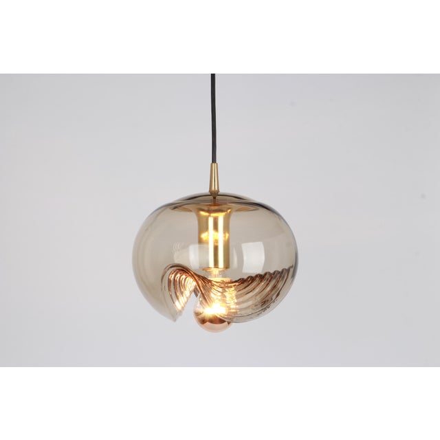 1970s Large Smoked Glass Pendant Light from Peill & Putzler, Germany, 1970s For Sale - Image 5 of 10
