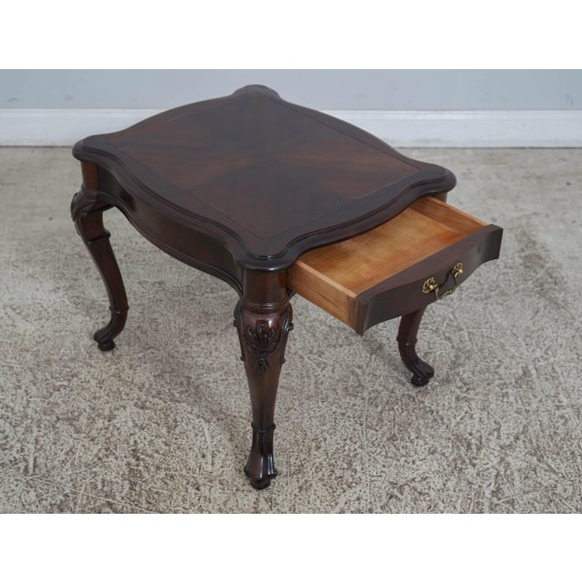 Traditional Pair Century Georgian Style 1 Drawer End Tables For Sale - Image 3 of 12