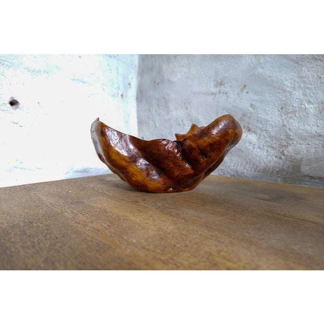 Swedish Folk Art Organic Dark Grain Burl Curly Birch Bowl, 1960s For Sale - Image 3 of 14