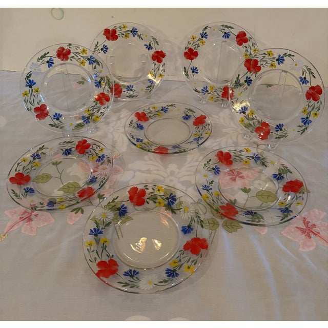 1960s Hand-Painted Desert/Salad Plates- Set of 8 For Sale In Philadelphia - Image 6 of 7