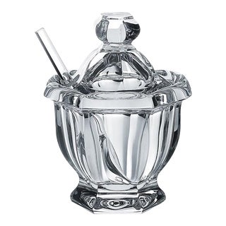 1980s Baccarat Harcourt Missouri Mustard/Condiment Jar With Spoon For Sale