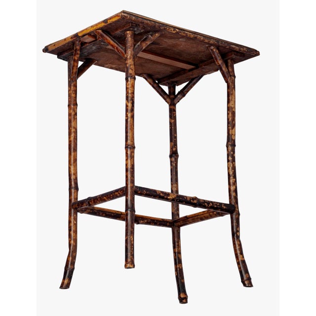 Brown Vintage Petite Tortise Bamboo Side Table For Sale - Image 8 of 11