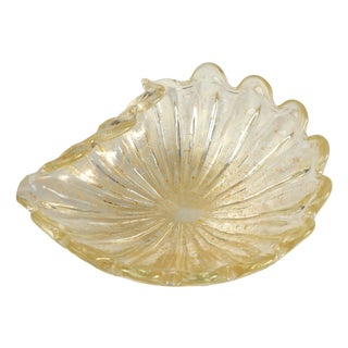 Large Murano Glass Shell Sculpture with Gold Leaf Inclusion by Ercole Barovier for Barovier & Toso, 1950s For Sale